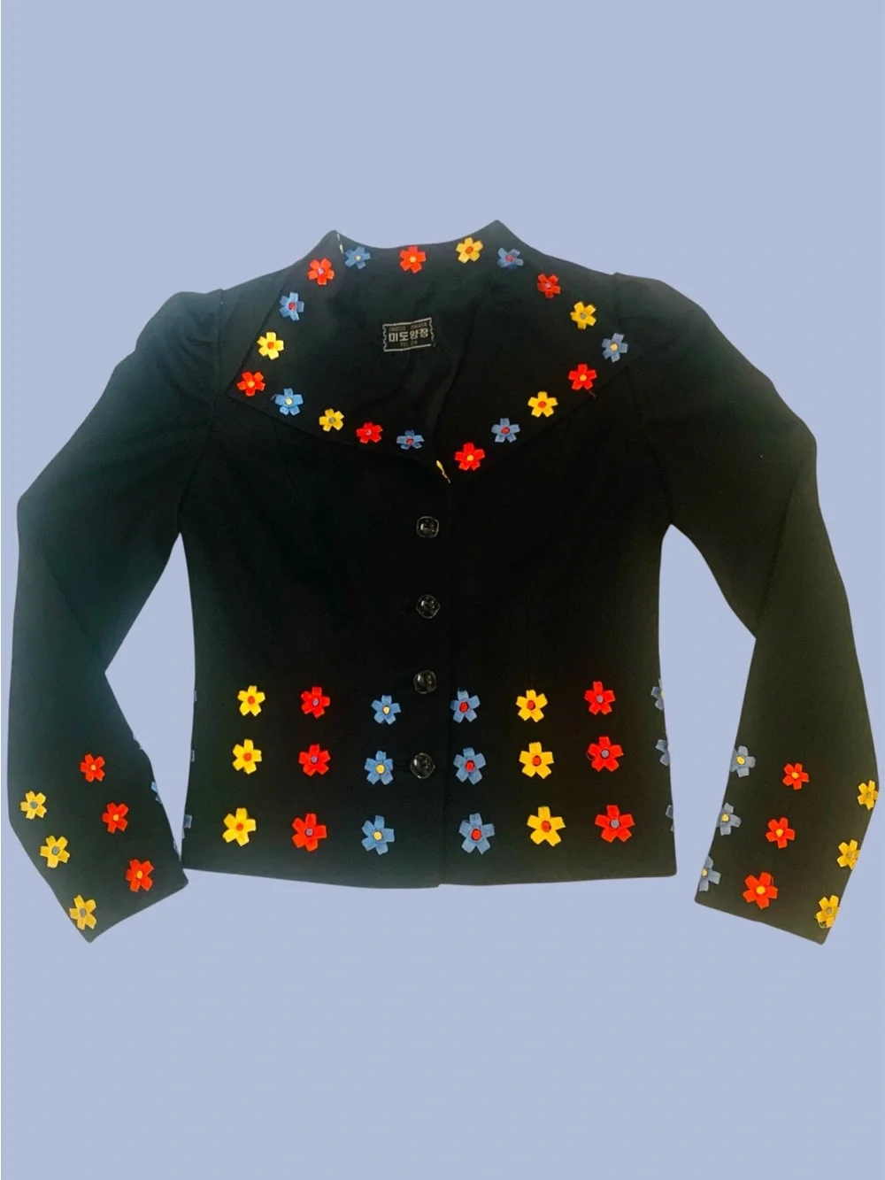 Black Mid-Century 2 Piece ‘Art to Wear’ Dressmaker Tel 26 Embroidered Suit